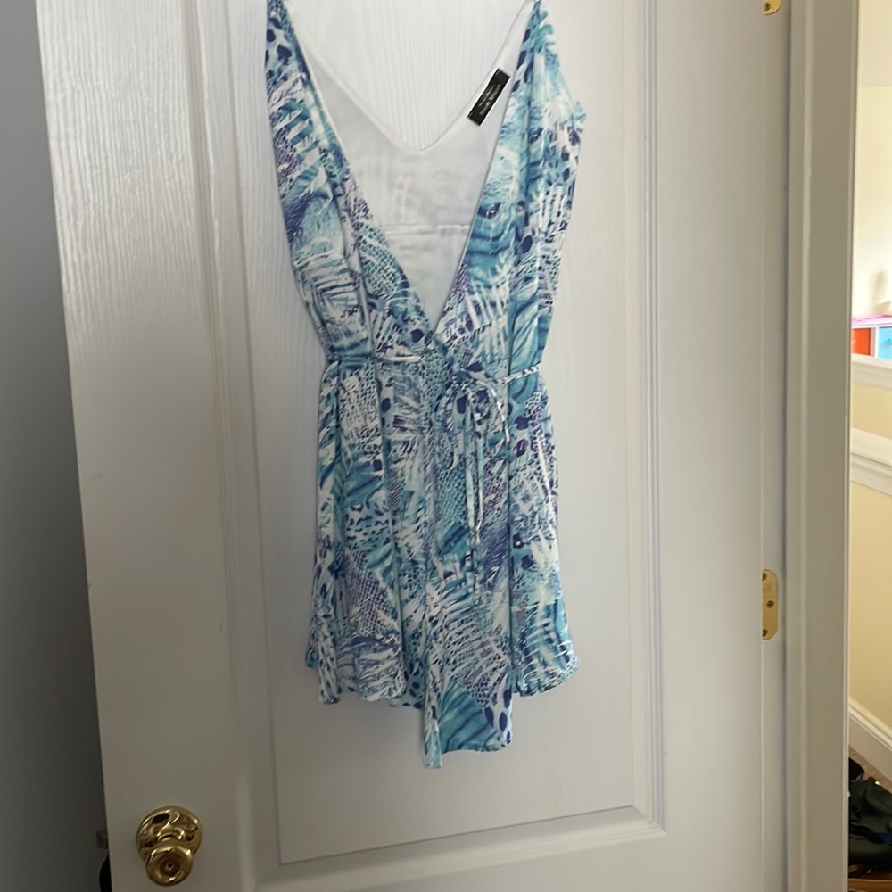 Blue tie wrap dress